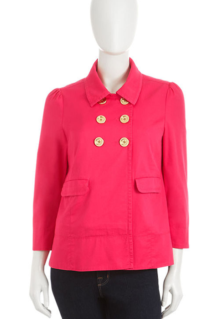 JUICY COUTURE Double-Breasted Twill Jacket, Neon Flash