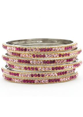 JUILLET ONE THREE Hot Pink Multi Colored Bangles