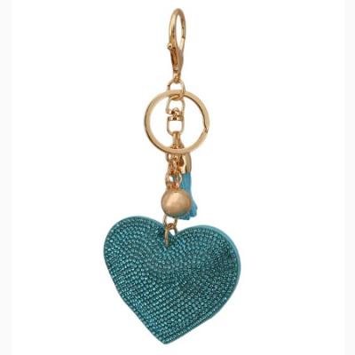 Lake Blue Heart Rhinestone Keyring