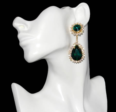 Large Emerald Green Drop Earrings