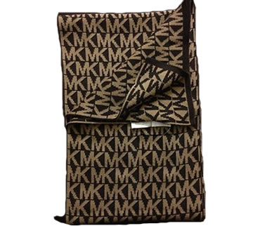 MICHAEL Michael Kors Chocolate Wool 'MK' Logo Scarf