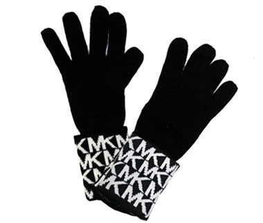 MICHAEL Michael Kors Black And White Wool 'MK' Gloves