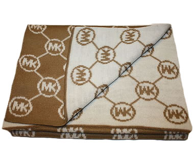 MICHAEL Michael Kors Camel And Cream Wool 'MK' Reversible Scarf