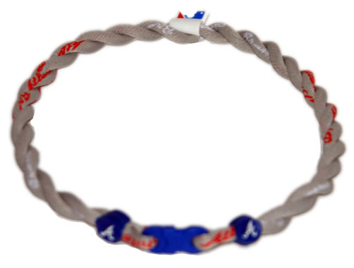 MLB 2 Rope Tornado Titanium Necklace Atlanta Braves