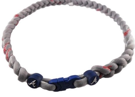 MLB 3 Rope Tornado Titanium Necklace  Atlanta Braves (Grey)