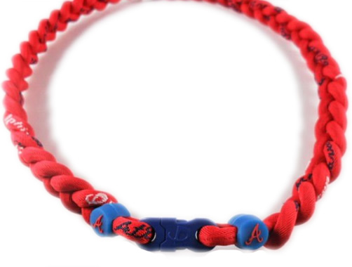 MLB 3 Rope Tornado Titanium Necklace Atlanta Braves (Red)