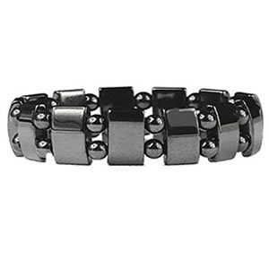 Men's Hematite Black Pearl Magnetic Stretch Health Bracelet