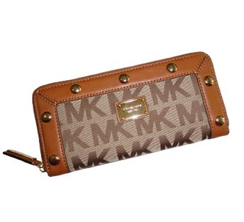 Michael Kors Delancy Continental Signature Logo Jacquard Zip Around Wallet