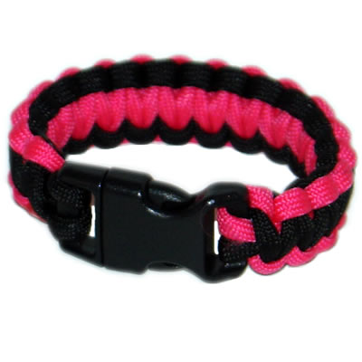 Paracord Survival Rescue Bracelet (Neon Pink Black)