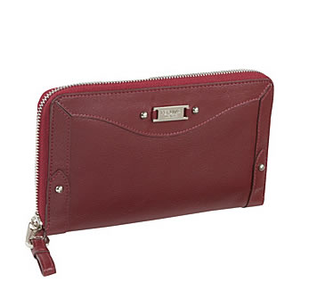 Perlina Logo Plate Wallet in Merlot