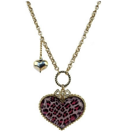 Pink Leopard Heart Necklace