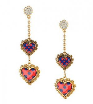 Polka Dot Heart Dangle Earrings 