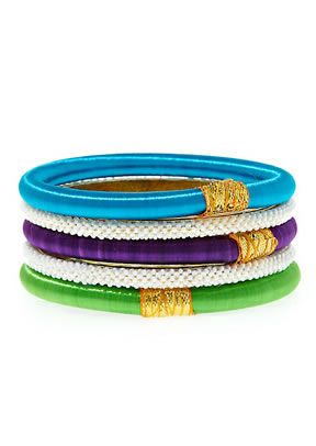 ROSENA SAMMI Green/Purple/Turquoise  Set of Five Bangles