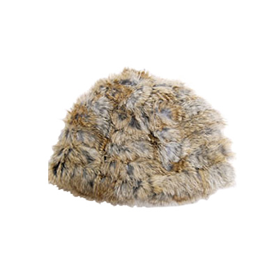 Beige Rabbit Fur Beanie Hat