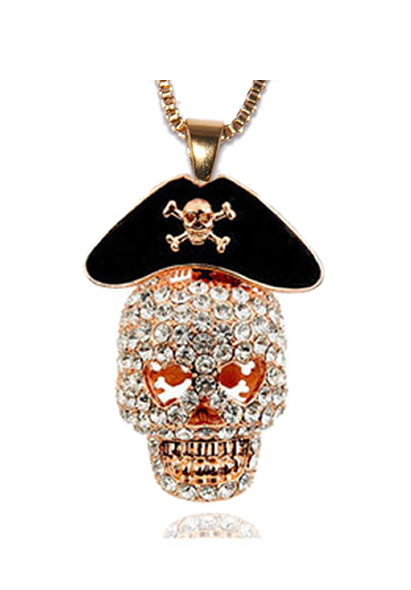 Rhinestone Skull Necklace