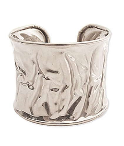 ZAD Silver Metal Wrinkled Cuff Bracelet