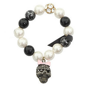 Stretch Bead Skull Charm Bracelet