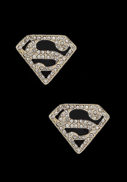 Superman Rhinestone Stud Earrings