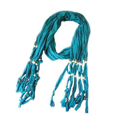 Teal Tassel Scarf