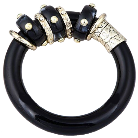 Tibet Black Chunky Bangle Bracelet