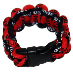 Paracord Style Titanium Bracelet - Black/Red