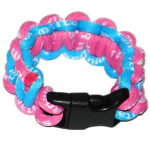 Paracord Style Titanium Bracelet - Light Blue/Pink