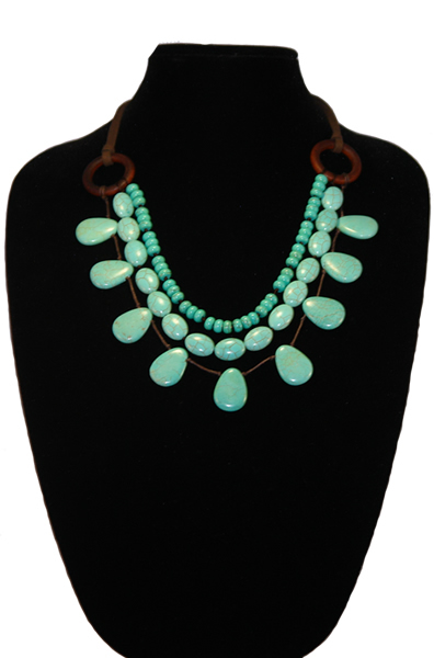 Stella & Dot Torquoise and Suede Necklace
