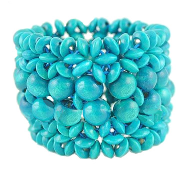 Trendy Turquoise Wooden Stretch Bracelet 