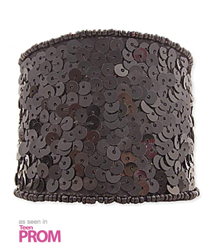 ZAD Wide Black Sequin Cuff Bracelet