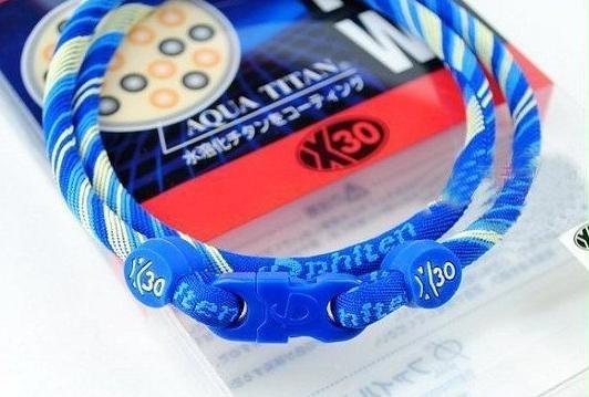 Phiten Japanese RAKUWA Titanium Necklace X30    (Blue Striped)