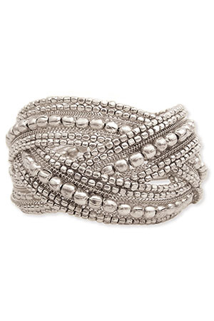 ZAD Braided Bead Cuff Bracelet In Silver