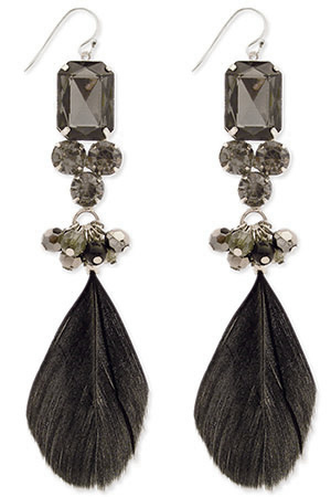 ZAD Crystal, Feather & Bead Dangle Earrings