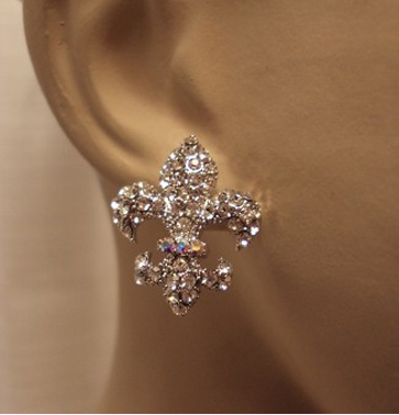 Fleur de Lis Crystal Stud Earrings
