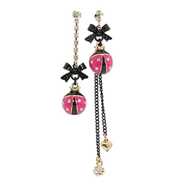 Betsey Johnson Betsey's Picnic Ladybug Drop Earrings