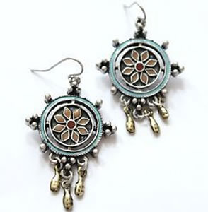 Embossed Flower Dangled Earrings