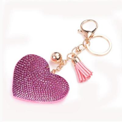 Pink Heart Rhinestone Keyring