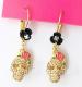 Betsey Johnson Rose Skull Drop Earrings