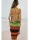 Geometric Green Open Back Cover up Beach Dress 2