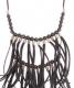 ZAD 3 Tier Black Linen Strip Fringe Necklace 1