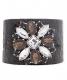 ZAD Faux Crocodile Skin Rhinestone Flower Cuff Bracelet