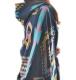 Geometric Poncho Cape Wrap in Blue 3