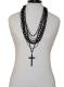 Chucky Long Black Multi-Chain Cross Necklace