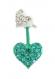 Teal Rhinestone Double Heart Stud Earrings 2