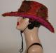 Womens Red Cowboy Bucket Western Hat with Chin Cord 3