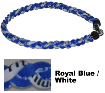 thumbnail image 2 of Twisted Titanium Rope Necklace - Royal Blue & White Tornado Design (20 Inch) 2 of 5