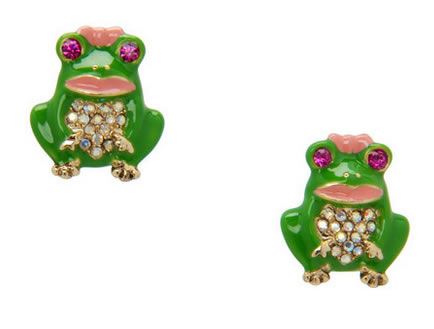 Betsey Johnson Green Frog Stud Earrings