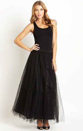 black maxi tulle dress
