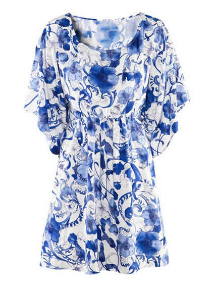 Trendy Floral Tunic Beach Cover-Up Dress