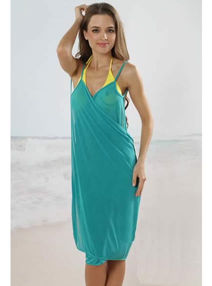 Trendy Emerald Green Open Back Beach Cover-Up Dress