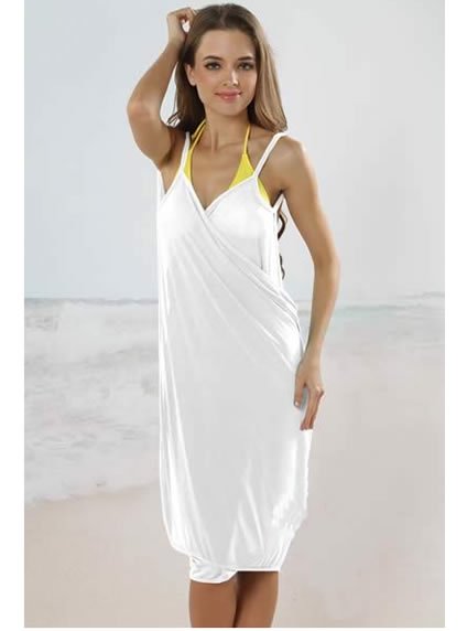 Trendy White Open Back Beach Cover-Up Dress